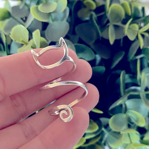 Cat tail sterling silver 925 swirl ring size 7.5 - Picture 7 of 7